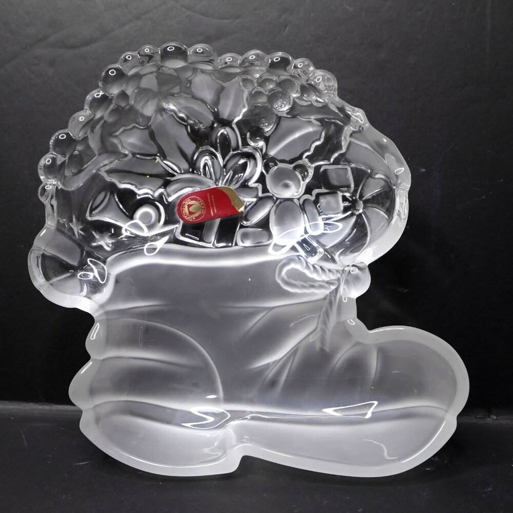 Vintage Walther Glass Santa’s Boot Dish Christmas Candy Tray Made in Germany